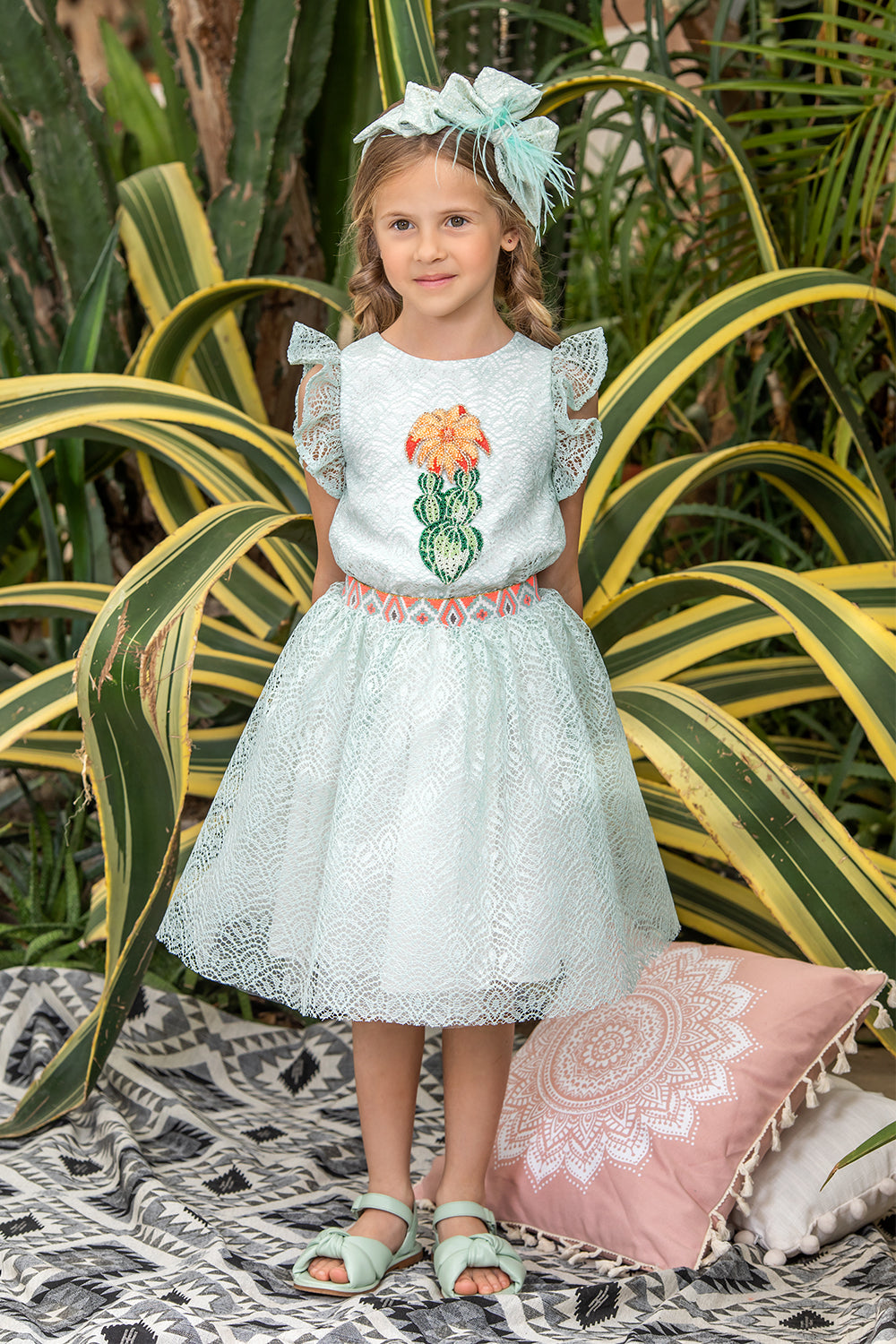 Mint lace skirt
