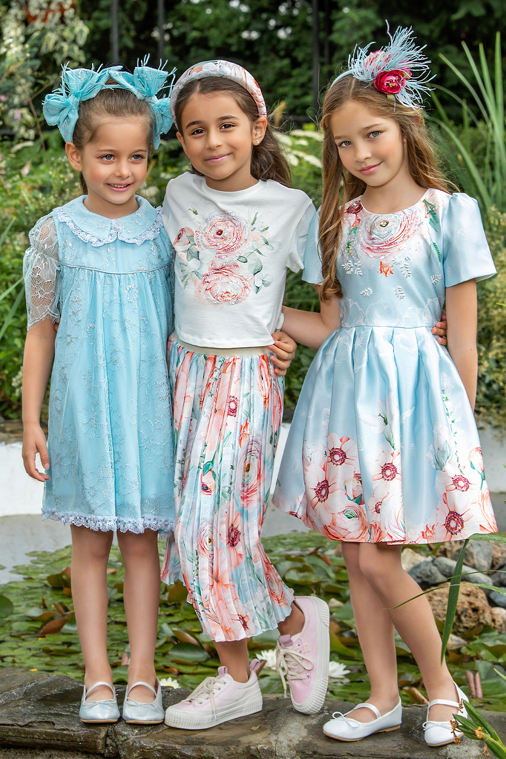 Blue ranunculus pleated skirt
