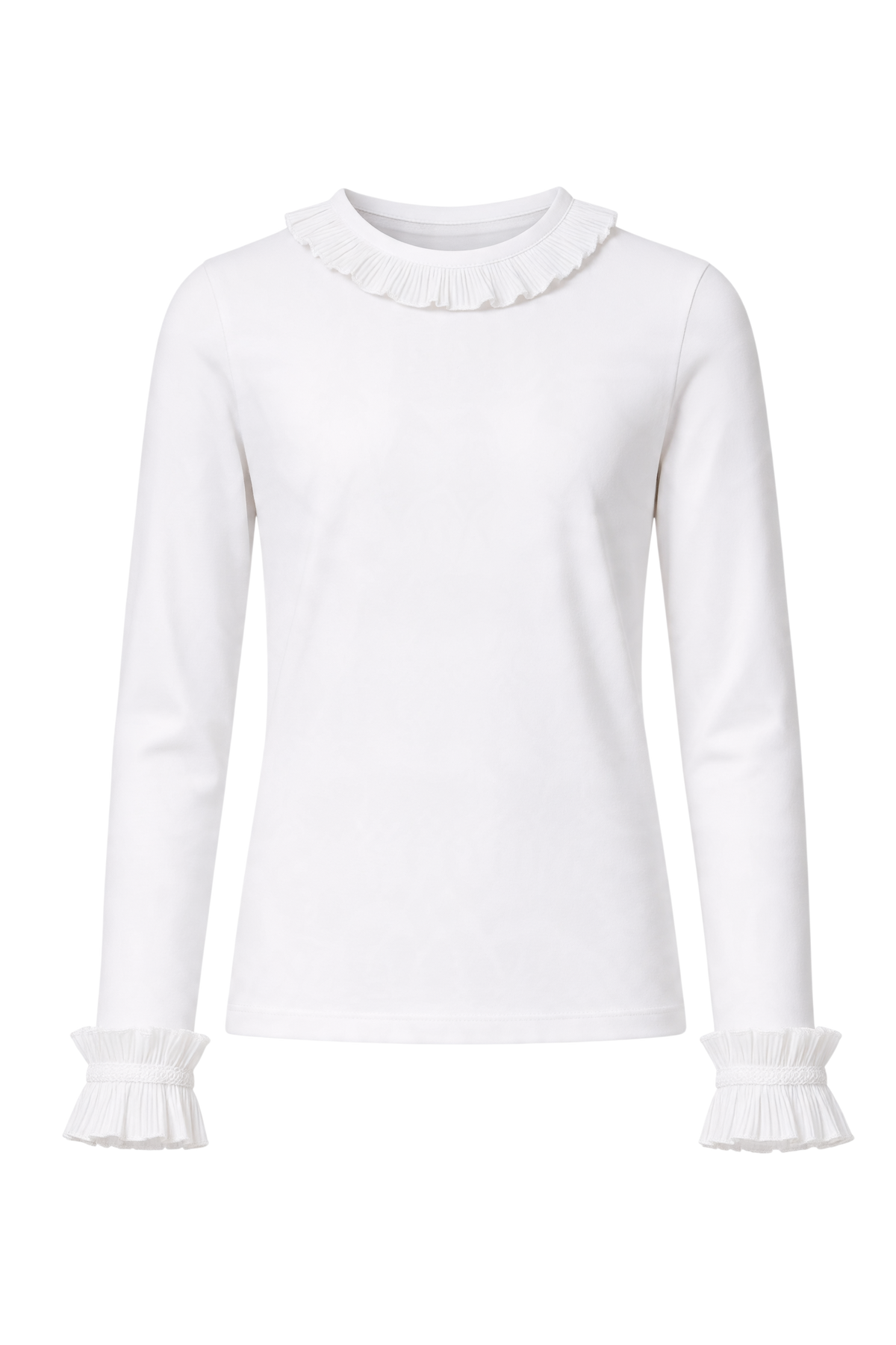 Jersey Top with Pleated Collar and Cuffs - product view
