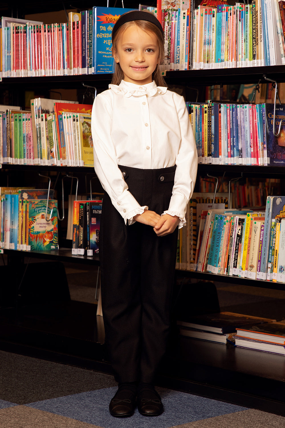 Black trousers with buttons