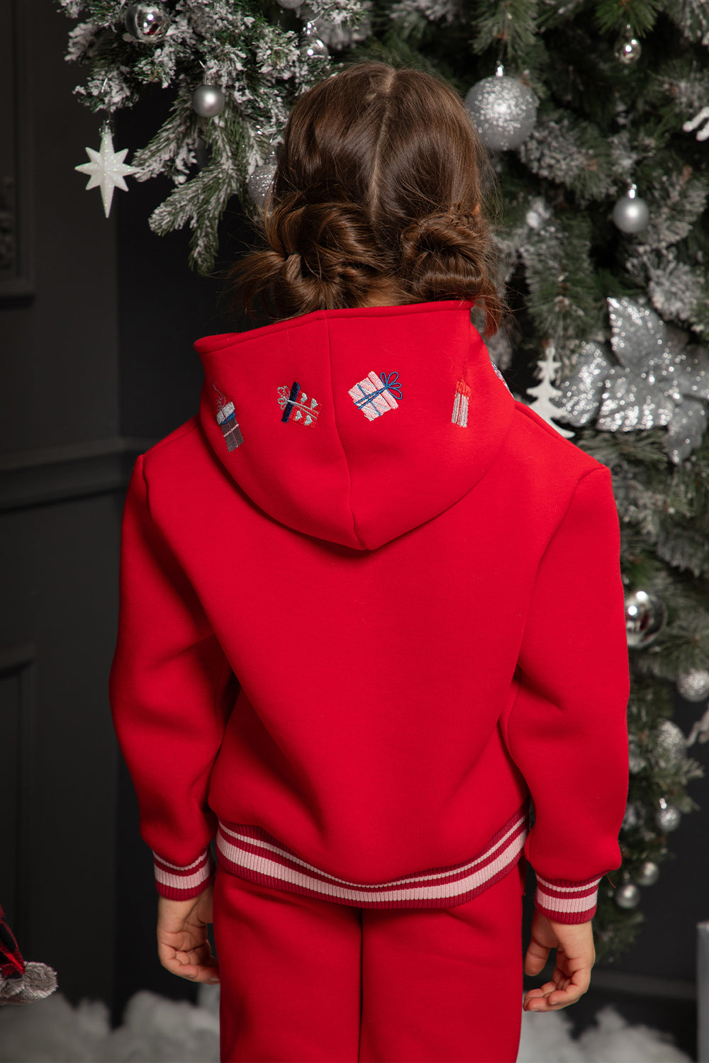 Red Christmas tracksuit with embroidery