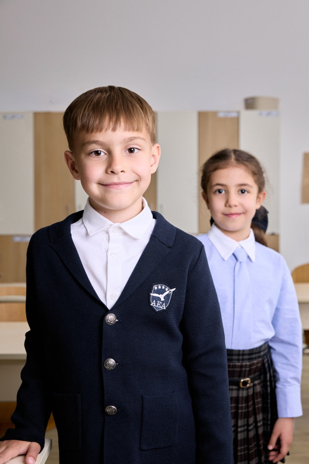 Light blue shirt for little girls with a matching tie