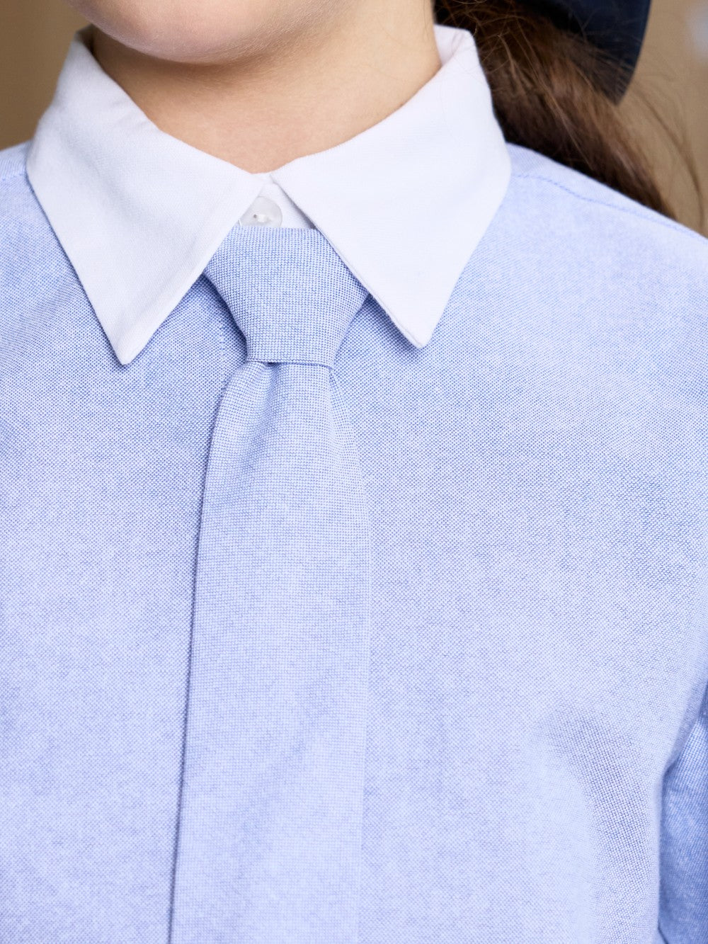 Light blue shirt for little girls with a matching tie