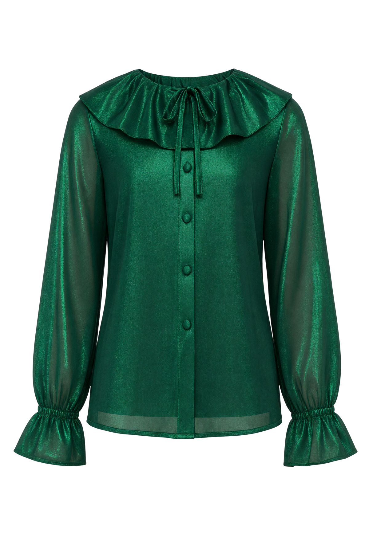 Green shimmering shirt with camisole - product view