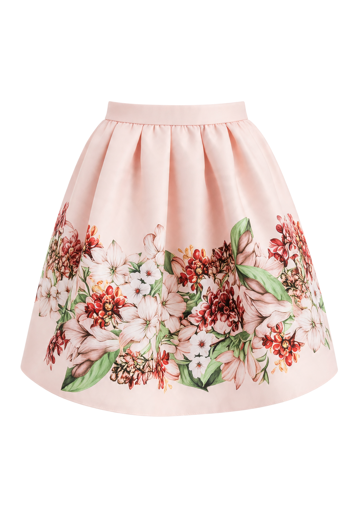 Ecru skirt with magnolia flower print - product view