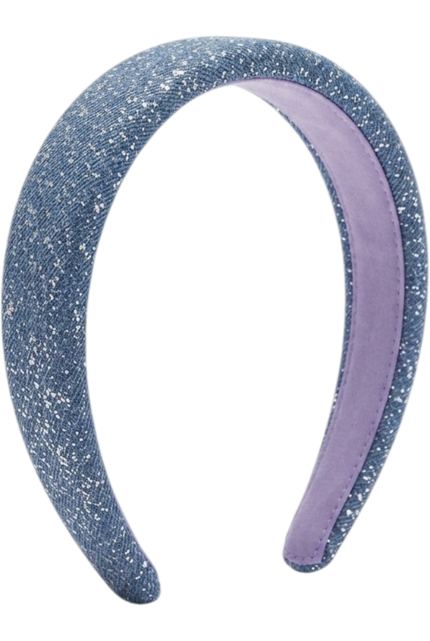 Denim and silver hairband - product view