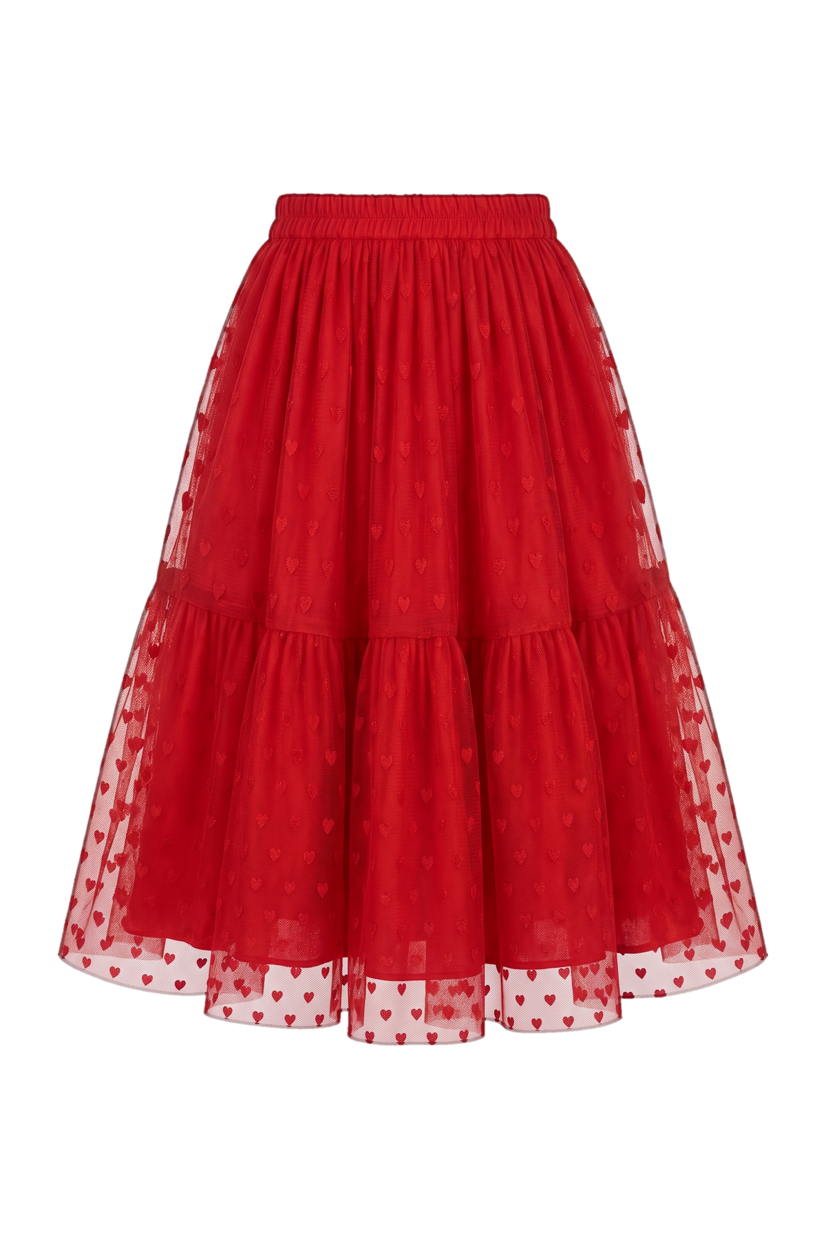 Red tulle skirt with hearts - product view