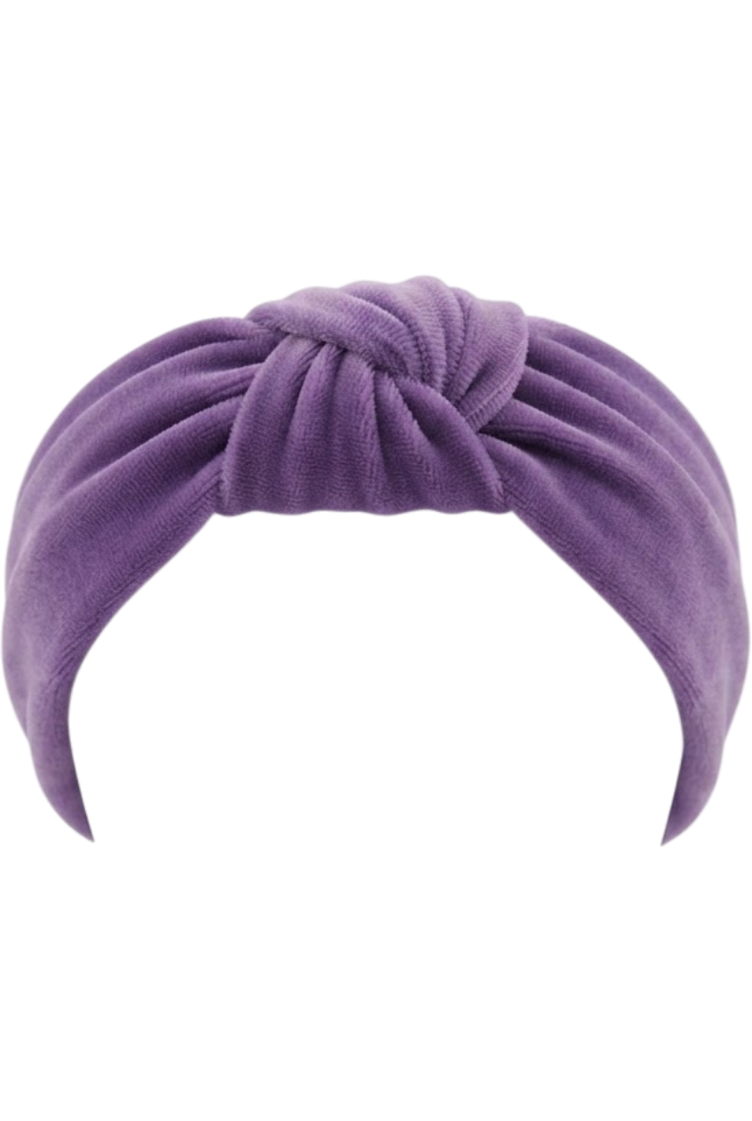 Purple velvet knot hairband - product view