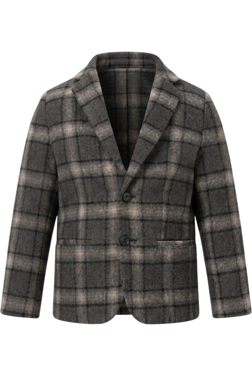 Checked wool-blend blazer - product view