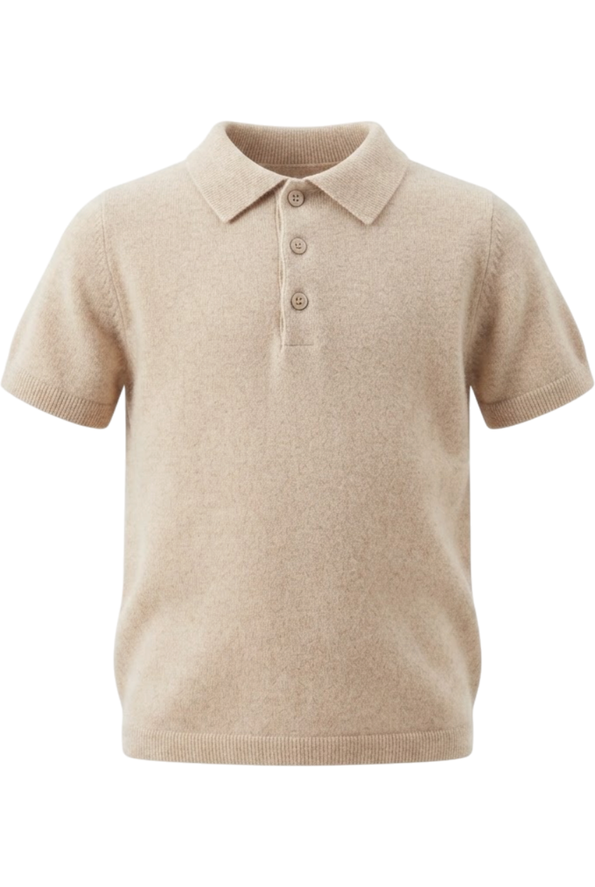 Wool and cashmere knit polo with EIRENE KNIGHTS detail - product view