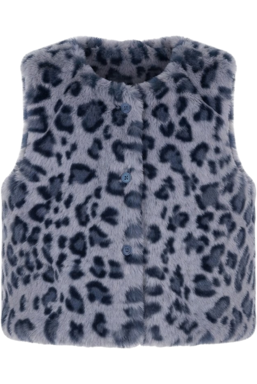 Blue leopard vest - product view