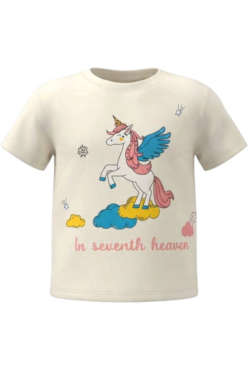 White unicorn hand-embellished t-shirt - product view