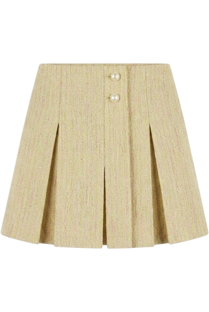 Yellow light tweed cotton skort - product view