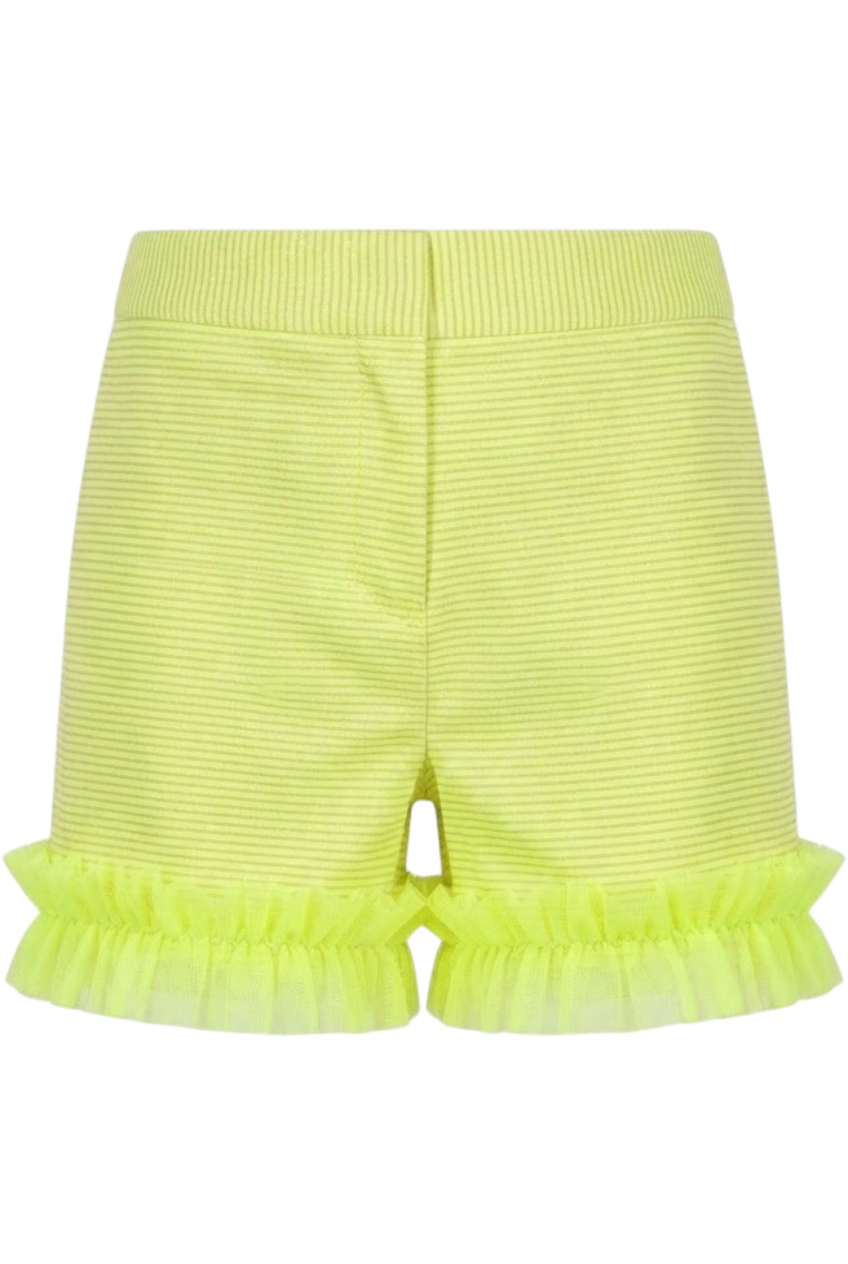 Yellow/green neon and light gold shorts with tulle frills - product view