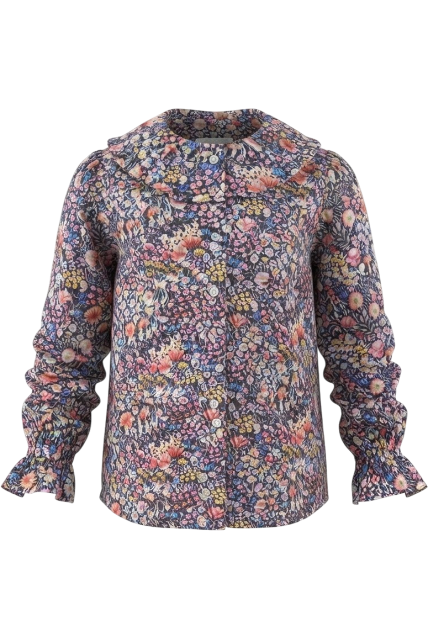 Cotton winter garden flowers Liberty print shirt - product view