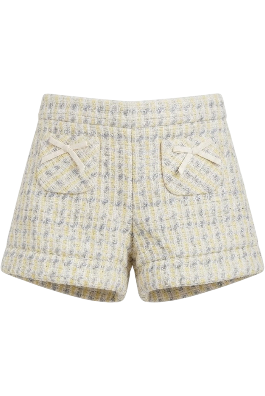 Tweed off-white and silver shorts - product view