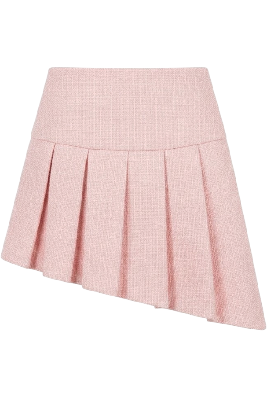 Pink tweed asymmetrical skirt - product view