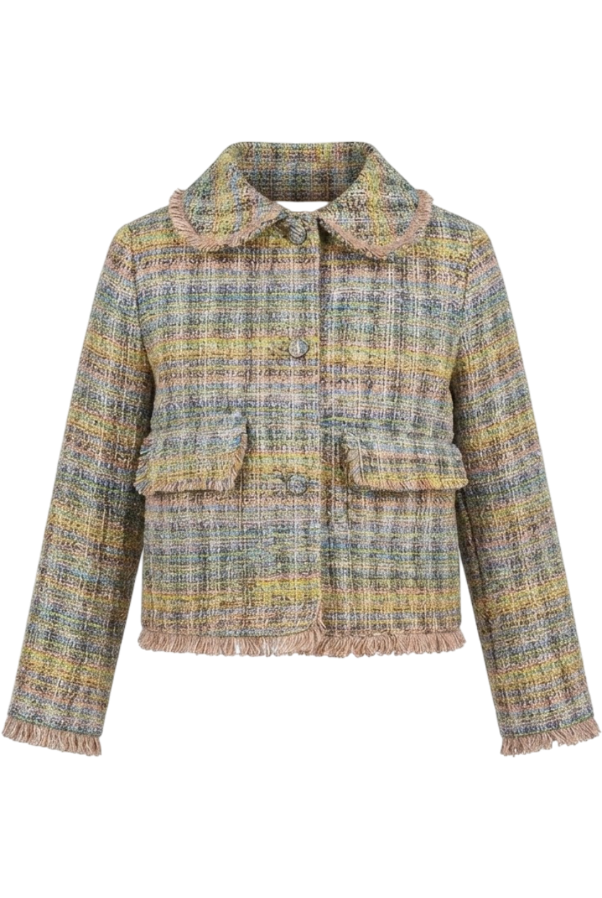 Multicolor lurex tweed blazer with oversized pockets - product view