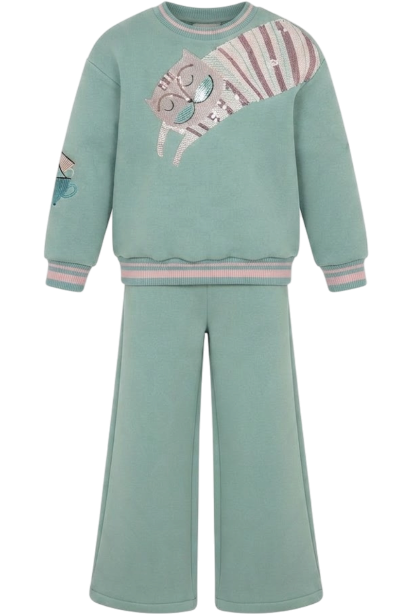Mint "Alice in Wonderland" embroidered tracksuit - product view