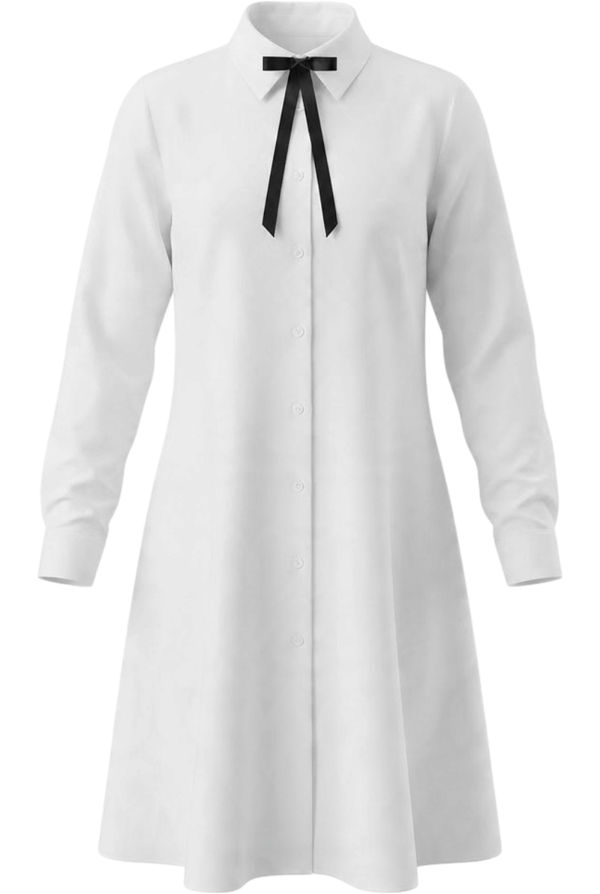 Long white shirt dress - product view