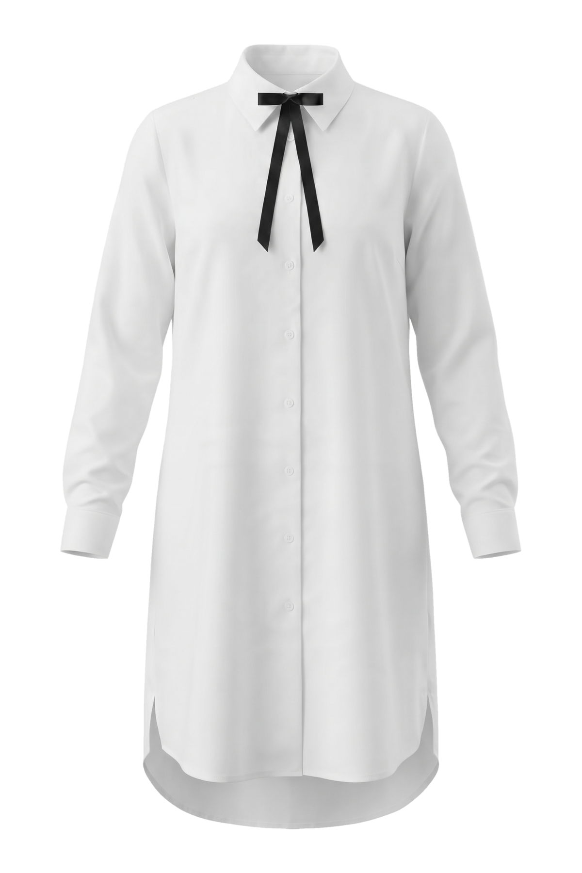 Long white shirt dress - product view