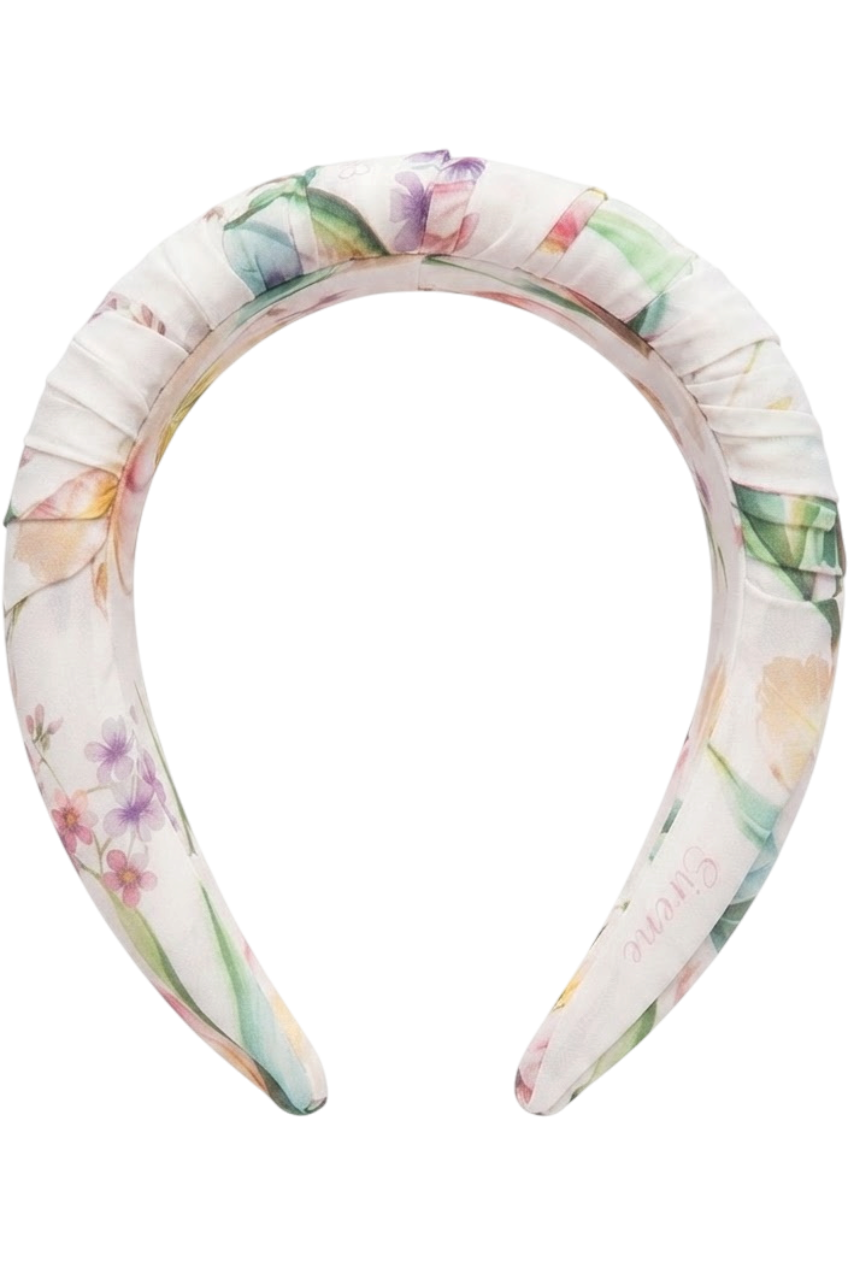 White tulip chiffon headband - product view