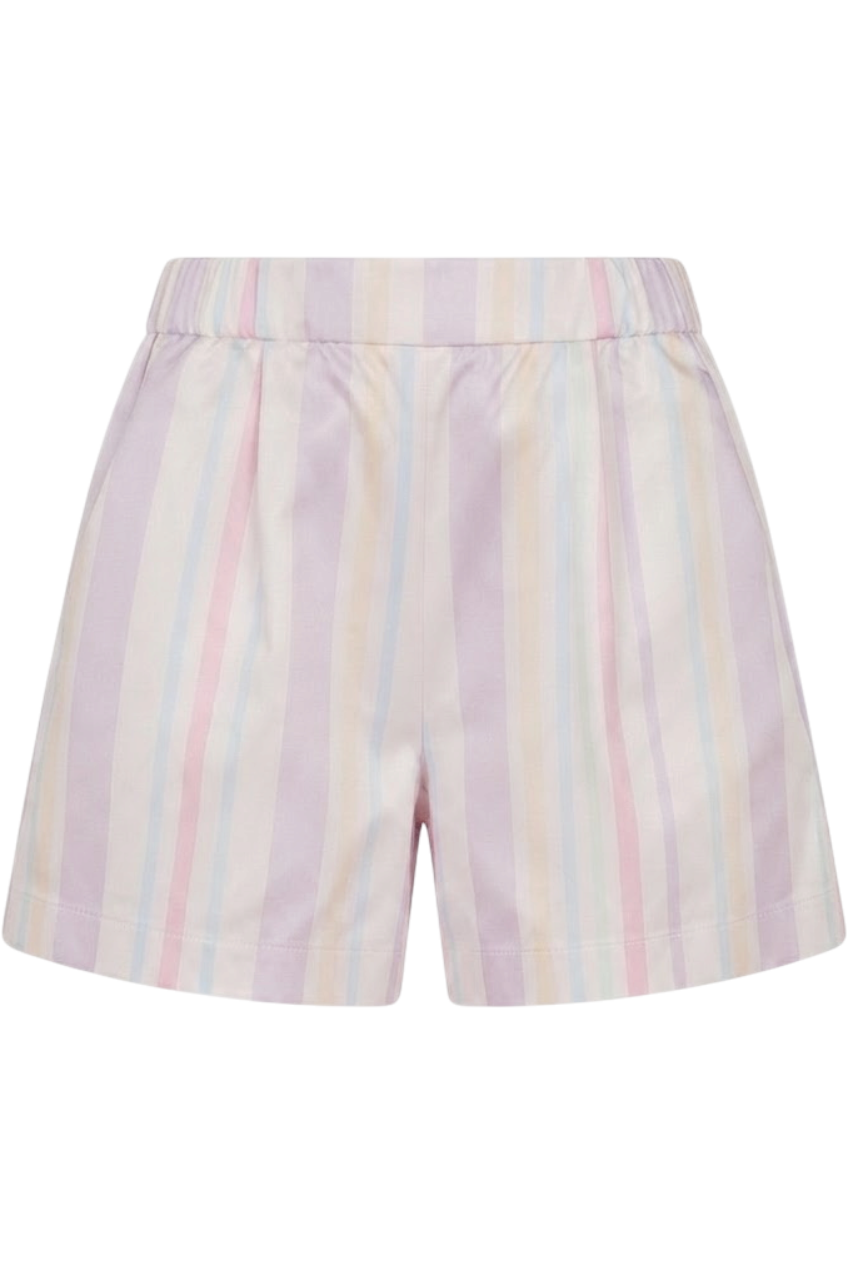 Striped pastel colors satin cotton shorts - product view