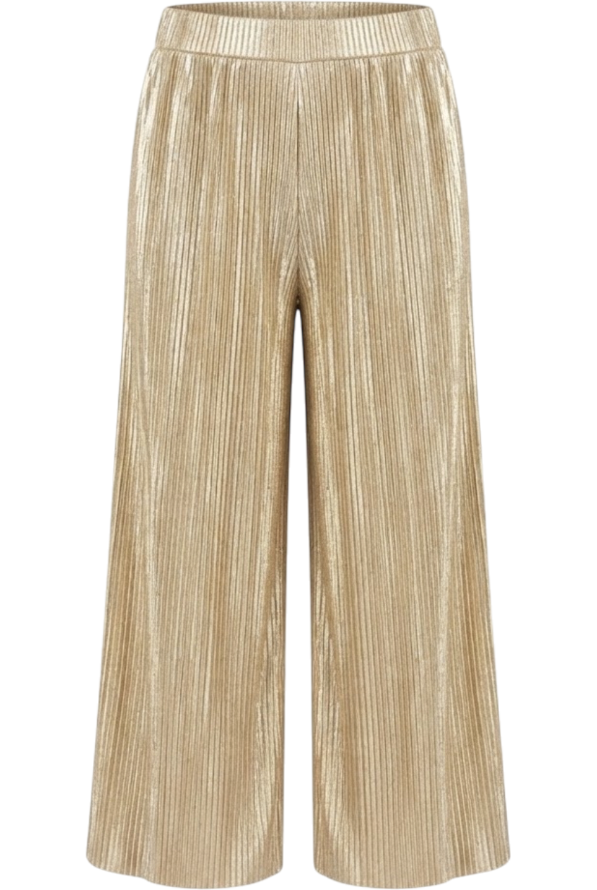 Gold micro pleated trousers - product view