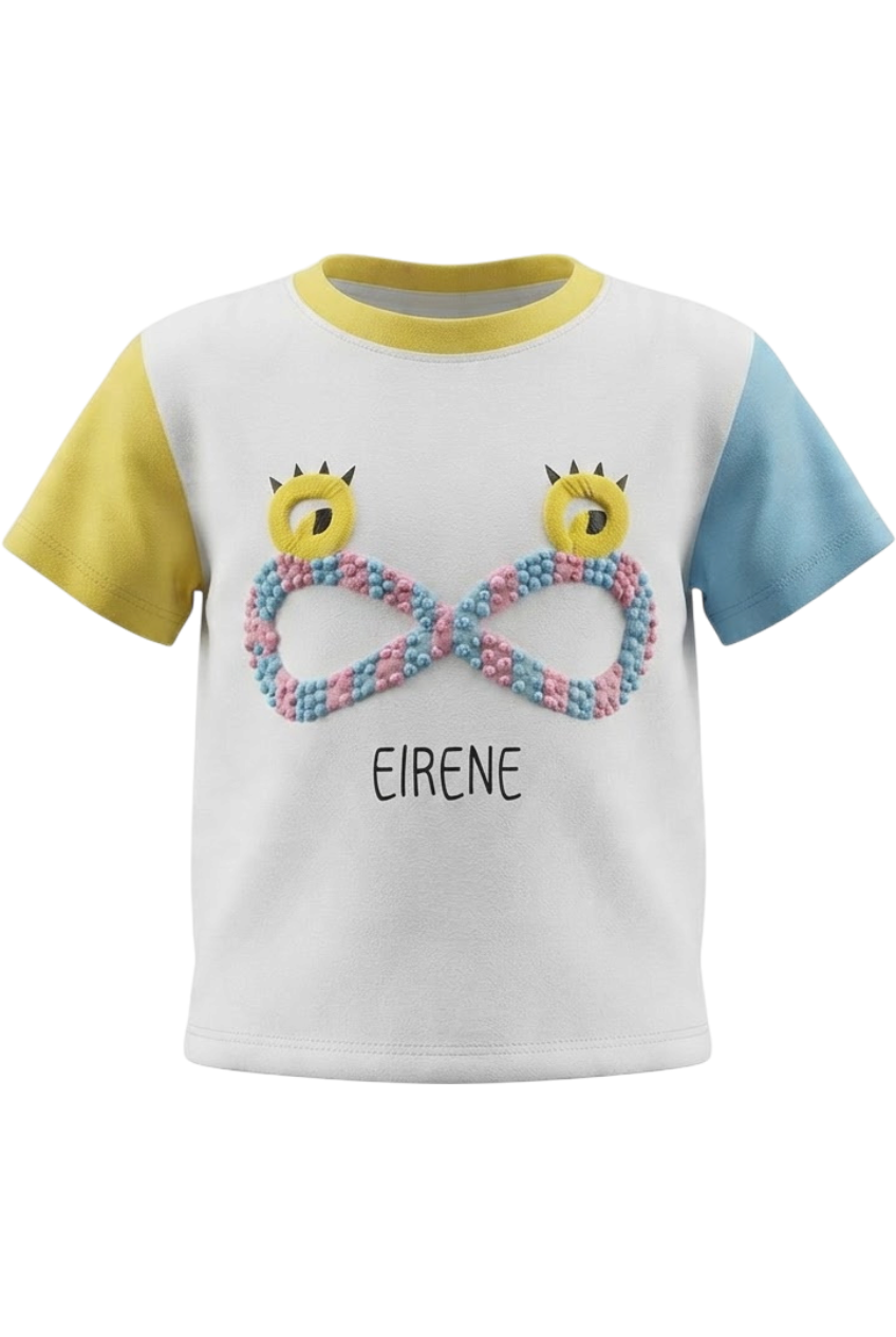 White, yellow and blue t-shirt - product view