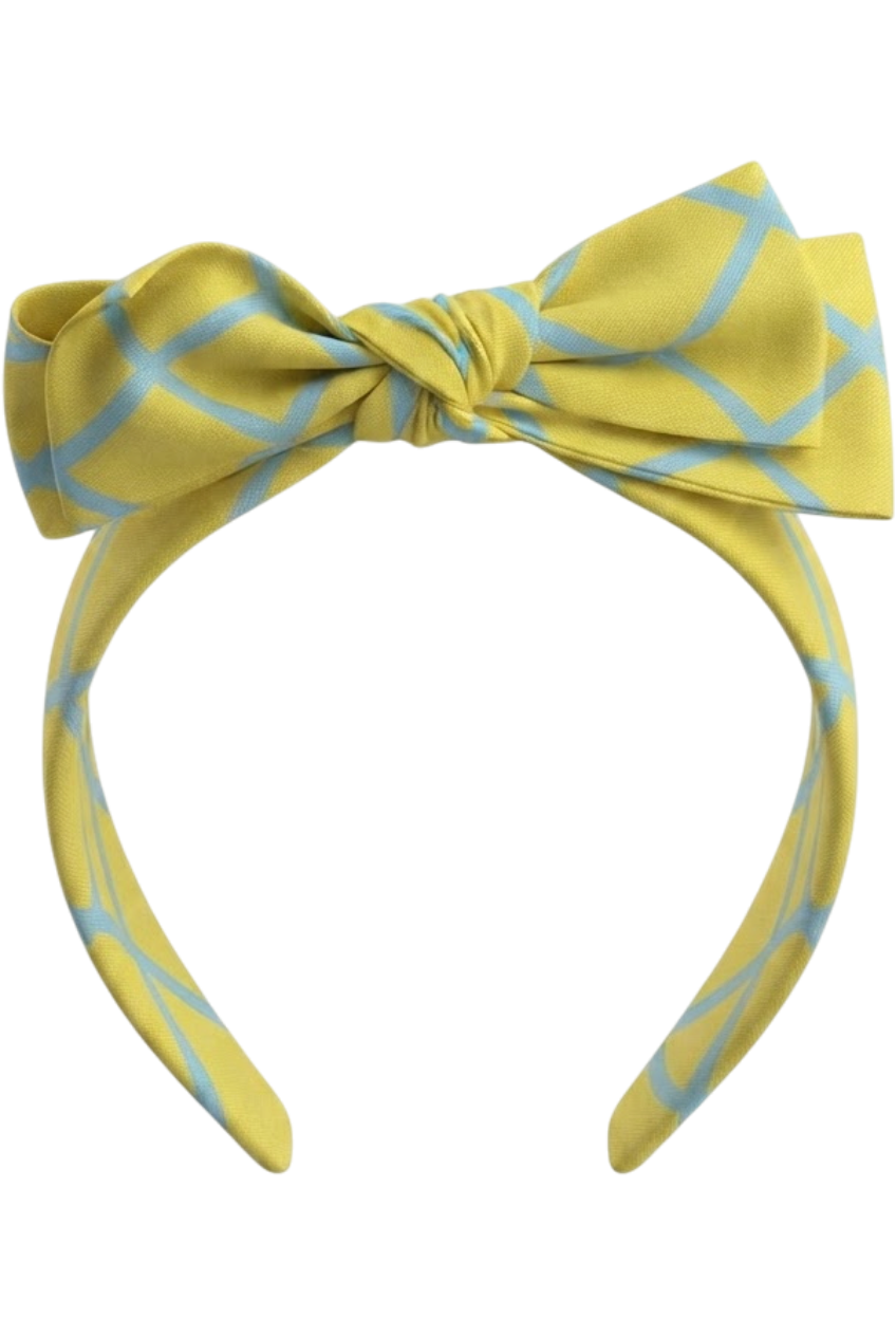 Yellow striped ribbon headband - product view