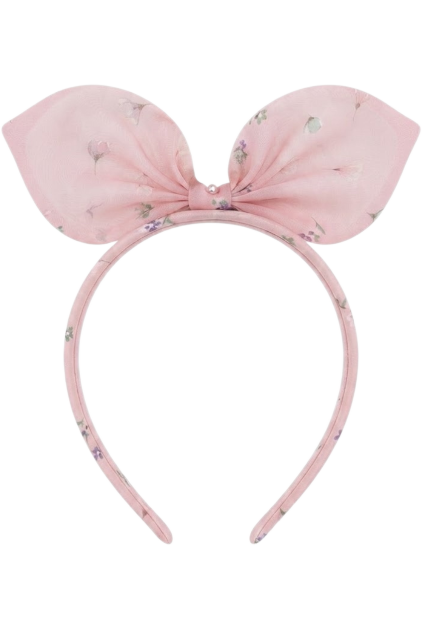 Light pink organza micro flowers headband - product view