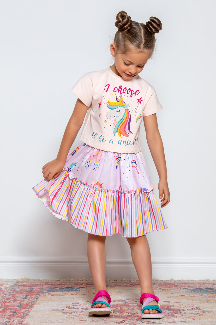 Rainbows and stripes cotton skirt