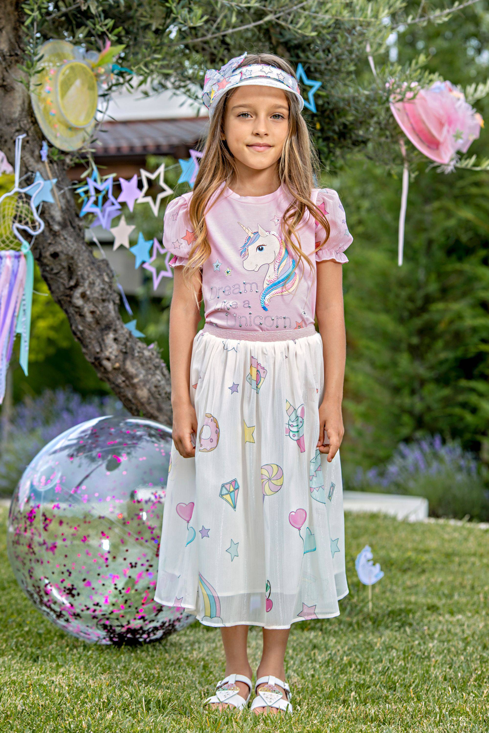 White unicorns chiffon skirt