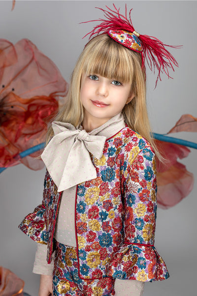 Ecru cotton shirt with a bow