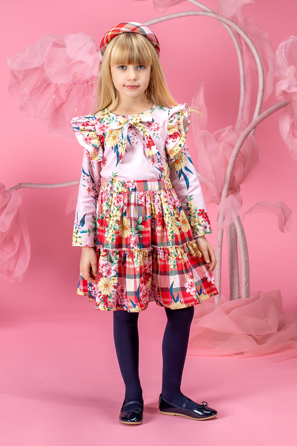 Printed cotton skirt with an elastic waistband