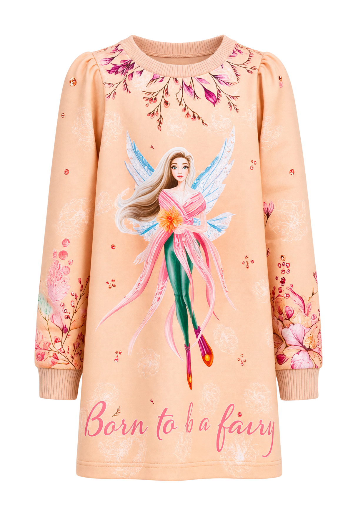 Peach autumn fairy tunic dress with sequins - product view