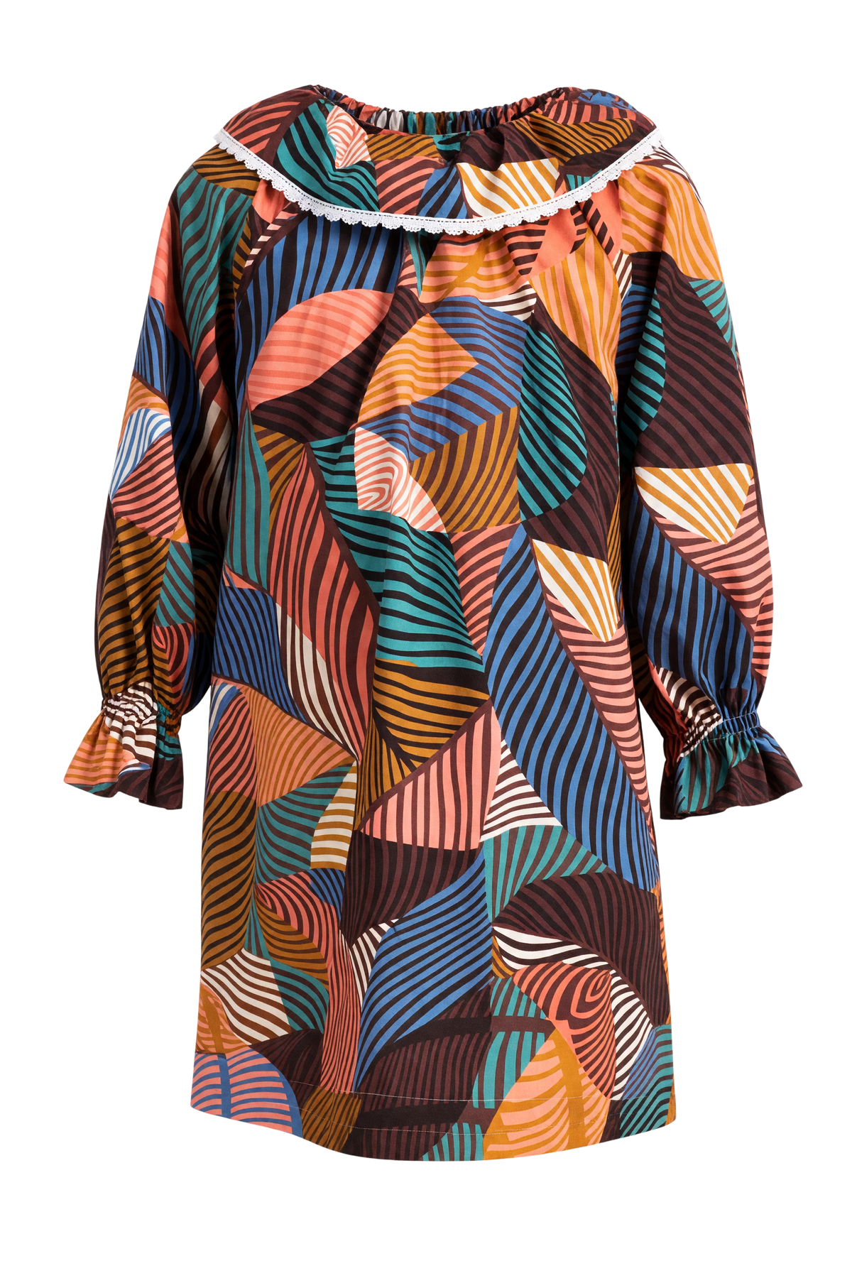 Oversized abstract leaves Liberty print cotton dress - product view