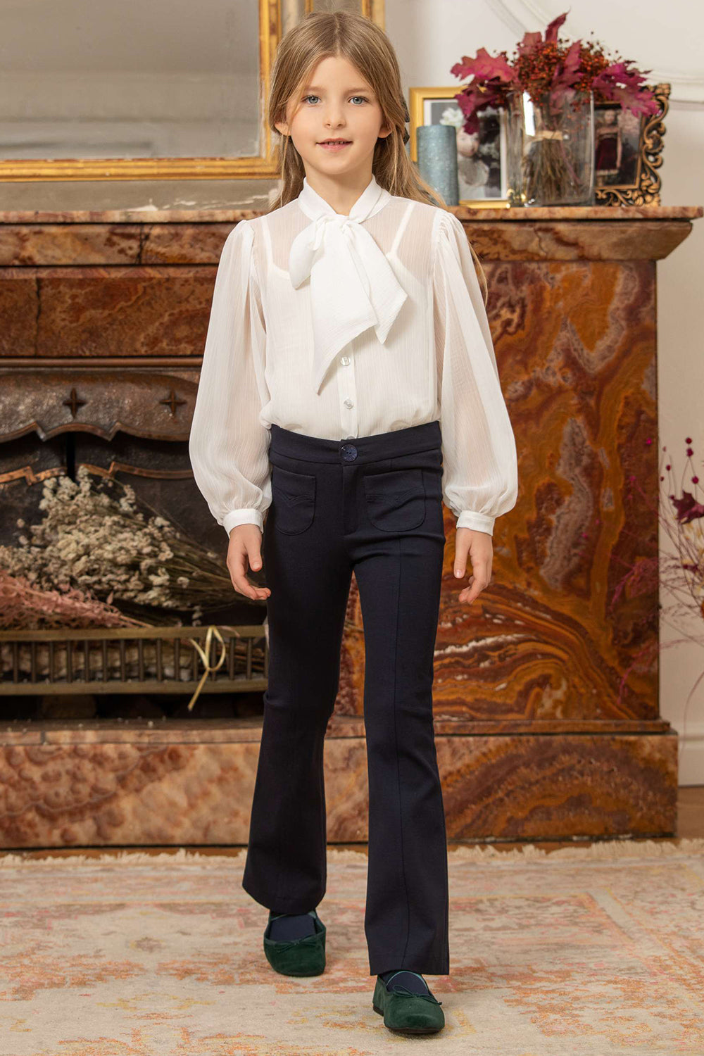 Blue poly-viscose Punto Milano slim trousers with front pockets