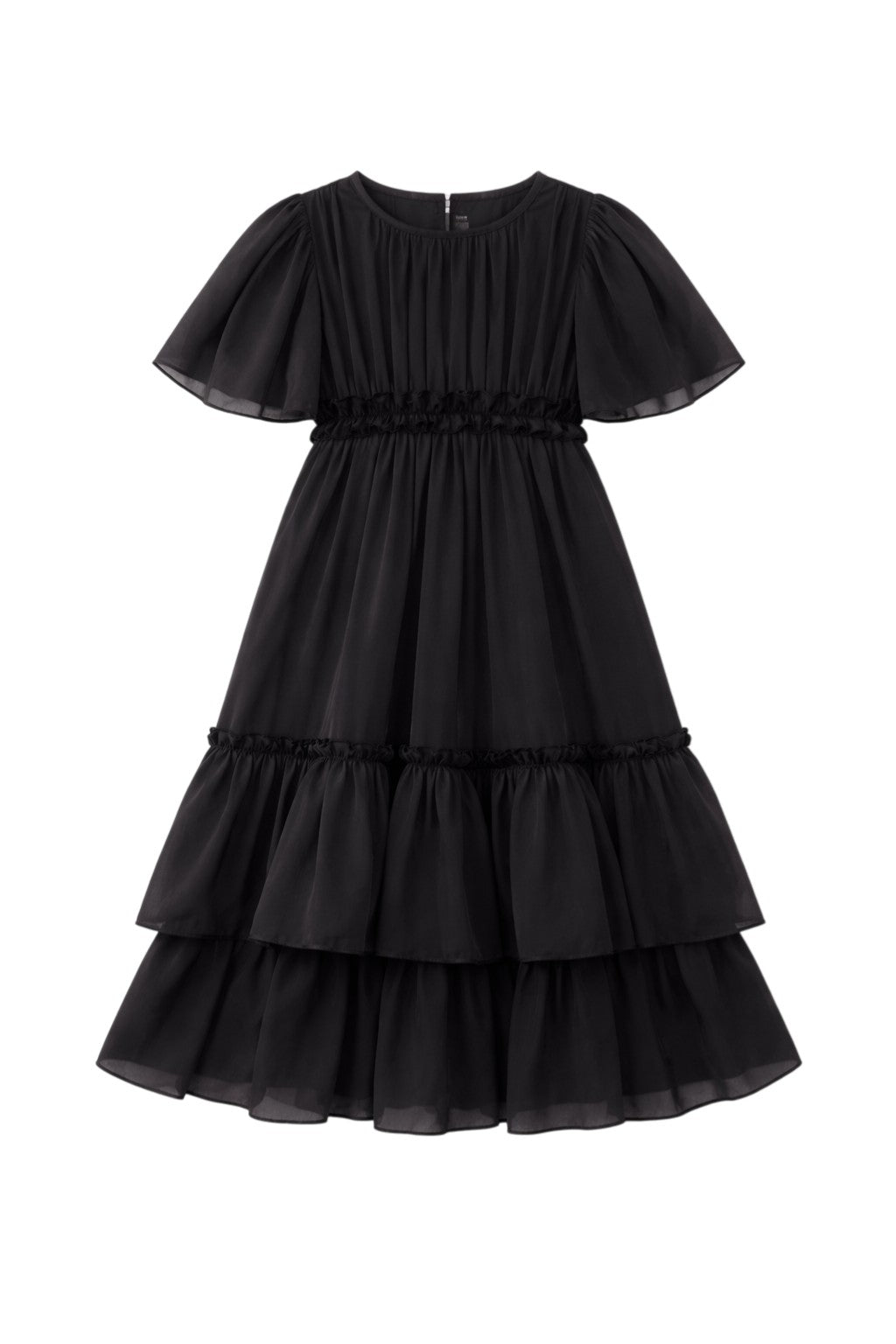 Long satin dresses with tiered skirt