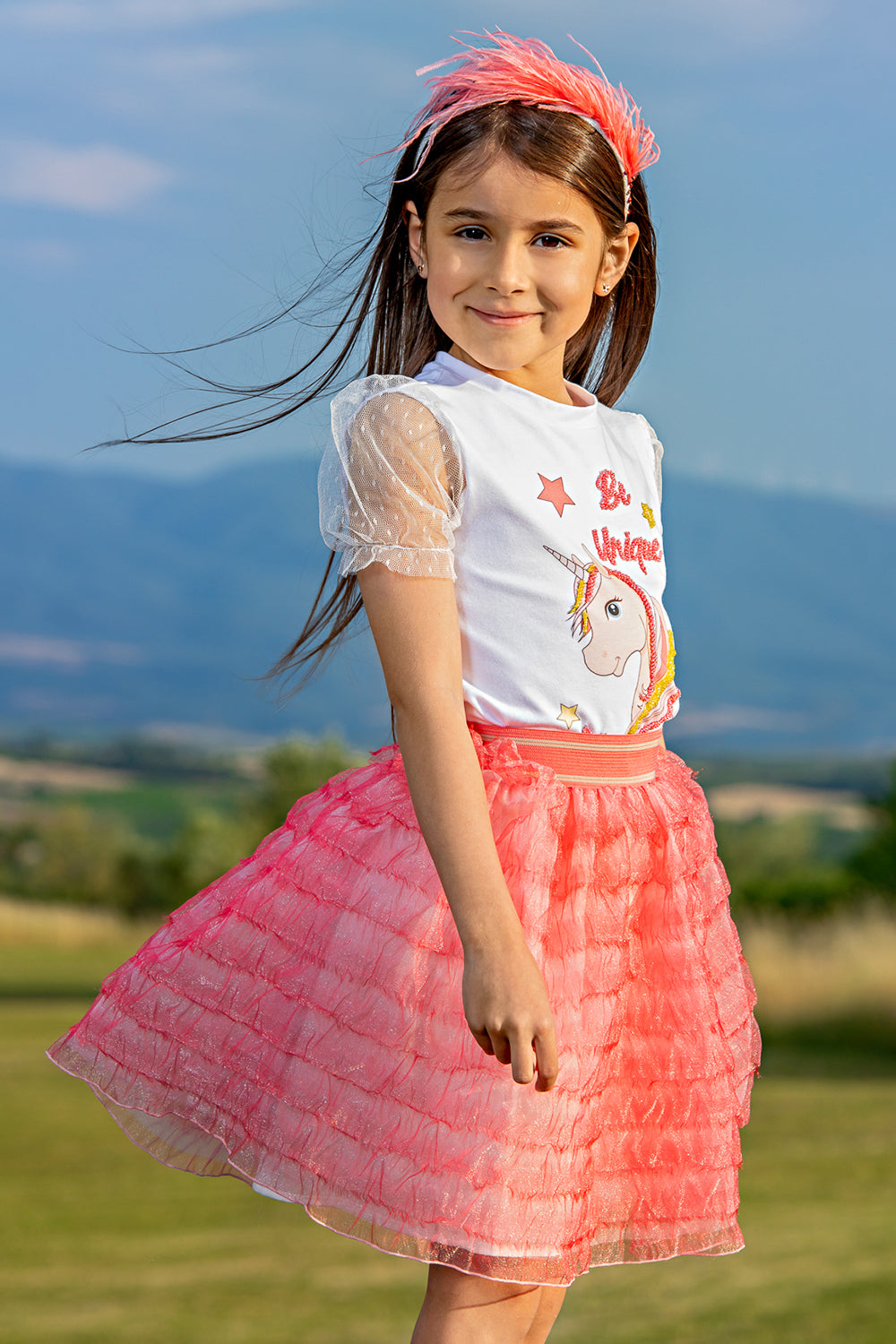 Coral organza skirt