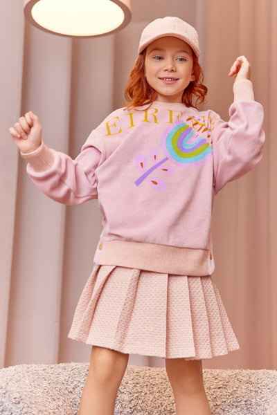 Pink and gold pleated skirt