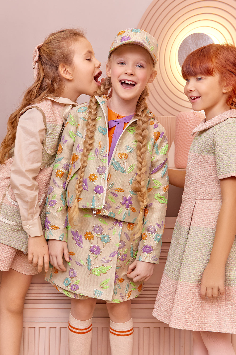 Gold floral jacquard parka jacket