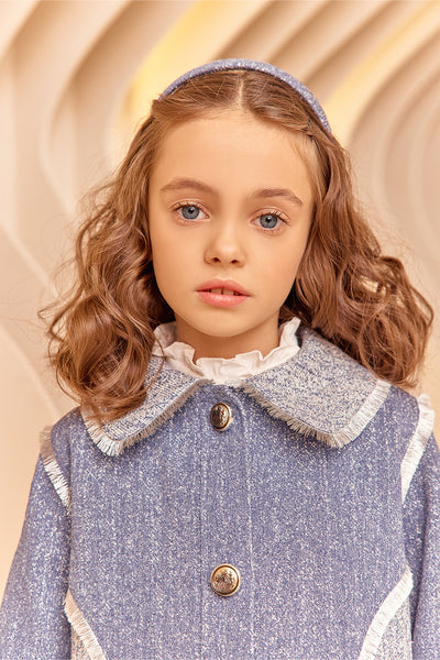 Denim and silver blazer with silver fringes