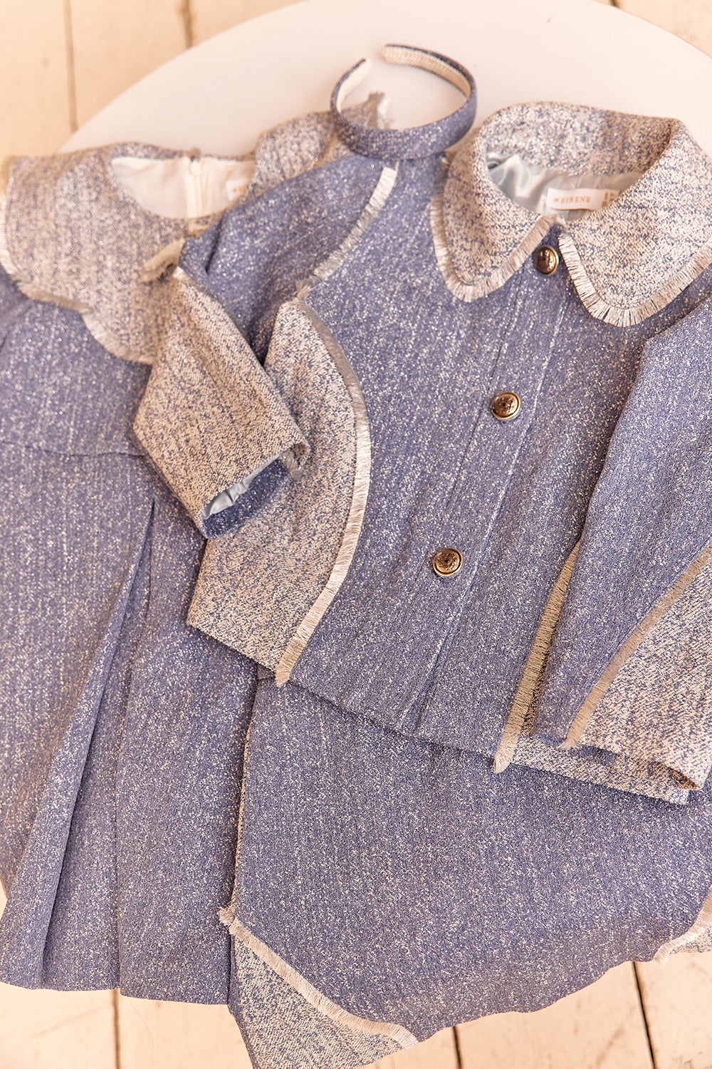 Denim and silver blazer with silver fringes