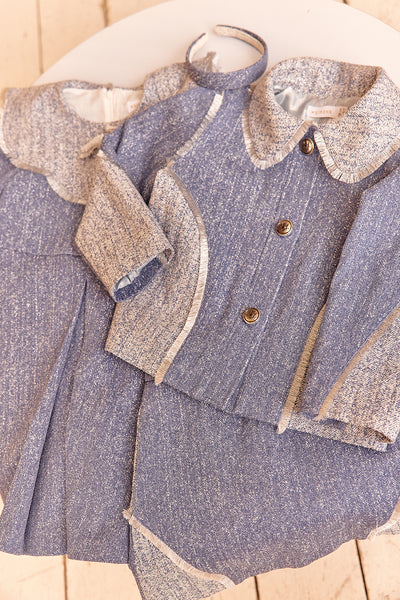 Denim and silver blazer with silver fringes