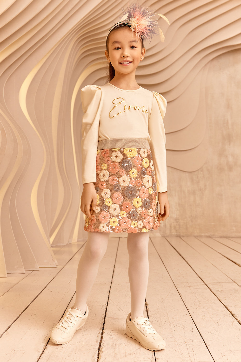Sequins multi color floral skirt