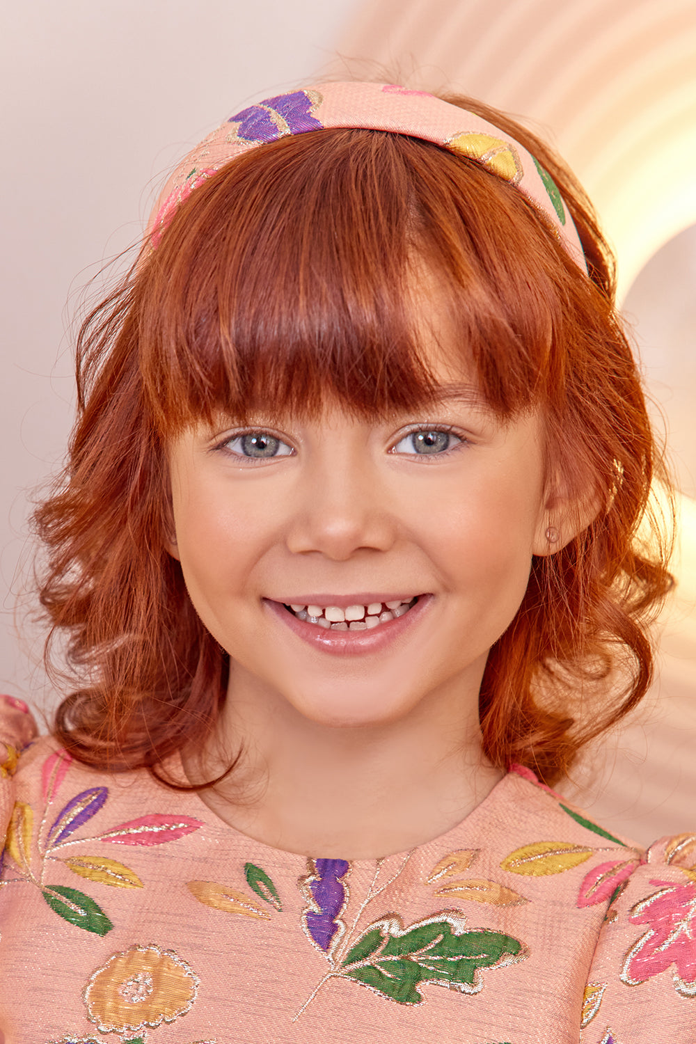 Pink foral jacquard hairband
