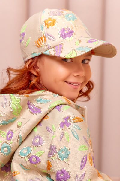 Gold floral jacquard baseball cap