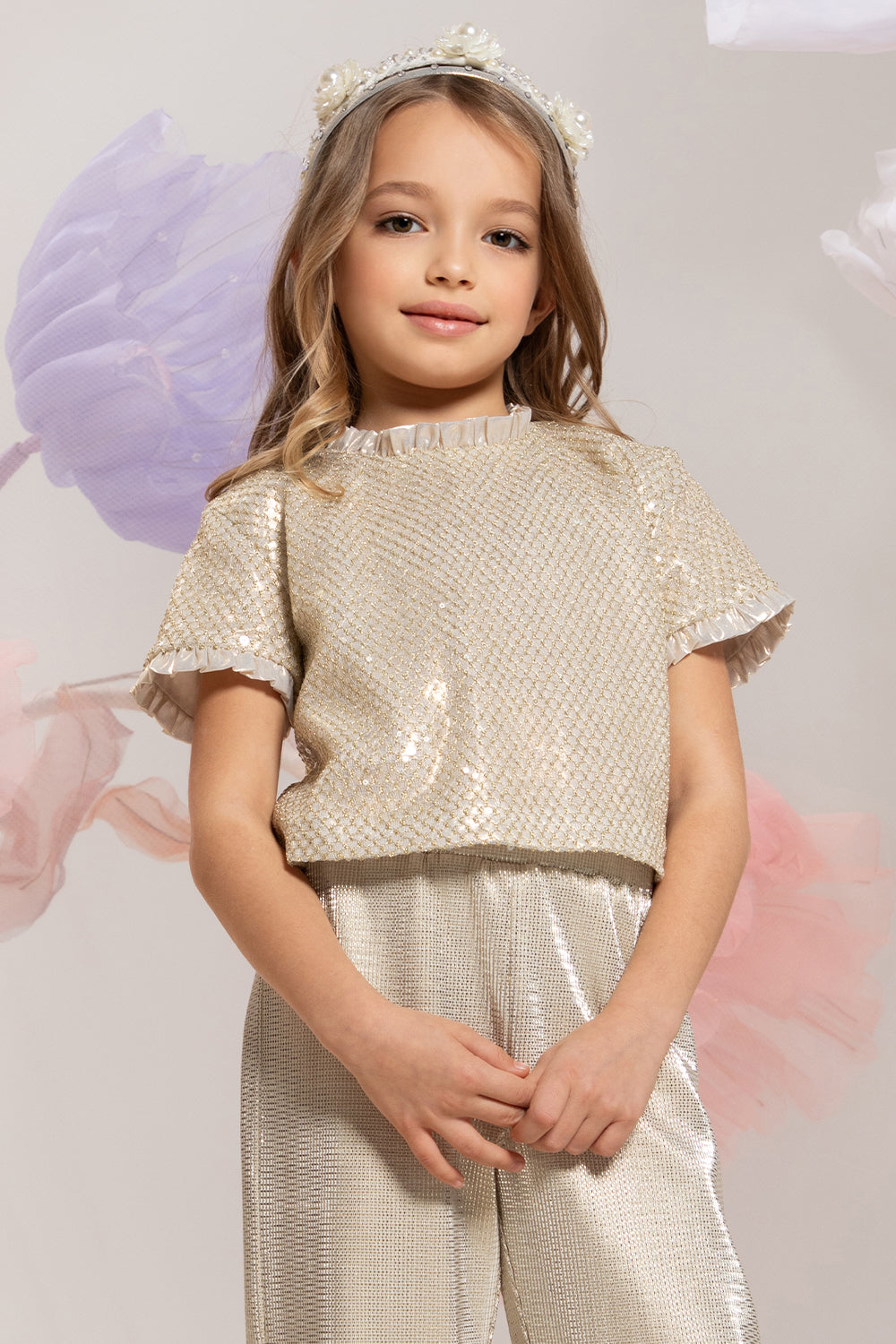 Gold lace top