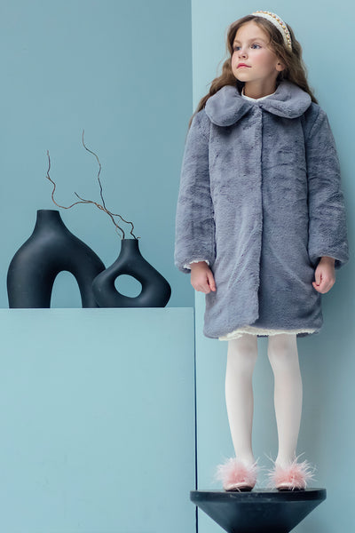 Gray faux fur padded coat